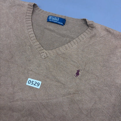 Beige Ralph Lauren V - neck Sweater - S - Very Good - Revaleur