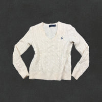 Beige Ralph Lauren V - neck Sweater - Women S - Very Good - Revaleur