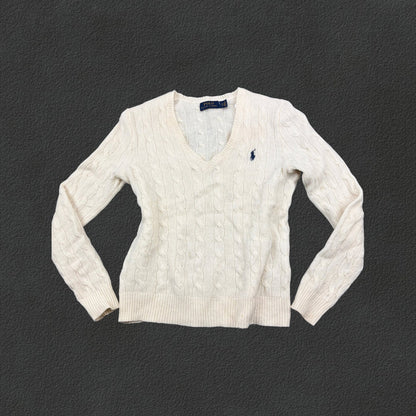 Beige Ralph Lauren V - neck Sweater - Women S - Very Good - Revaleur