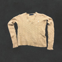 Beige Ralph Lauren V - neck Sweater - Women XXXS - Very Good - Revaleur