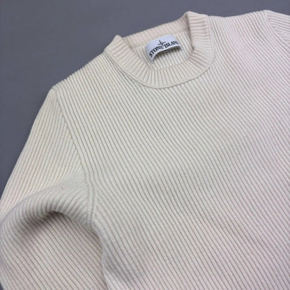 Beige Stone Island Knitted Sweater - S - New - Revaleur