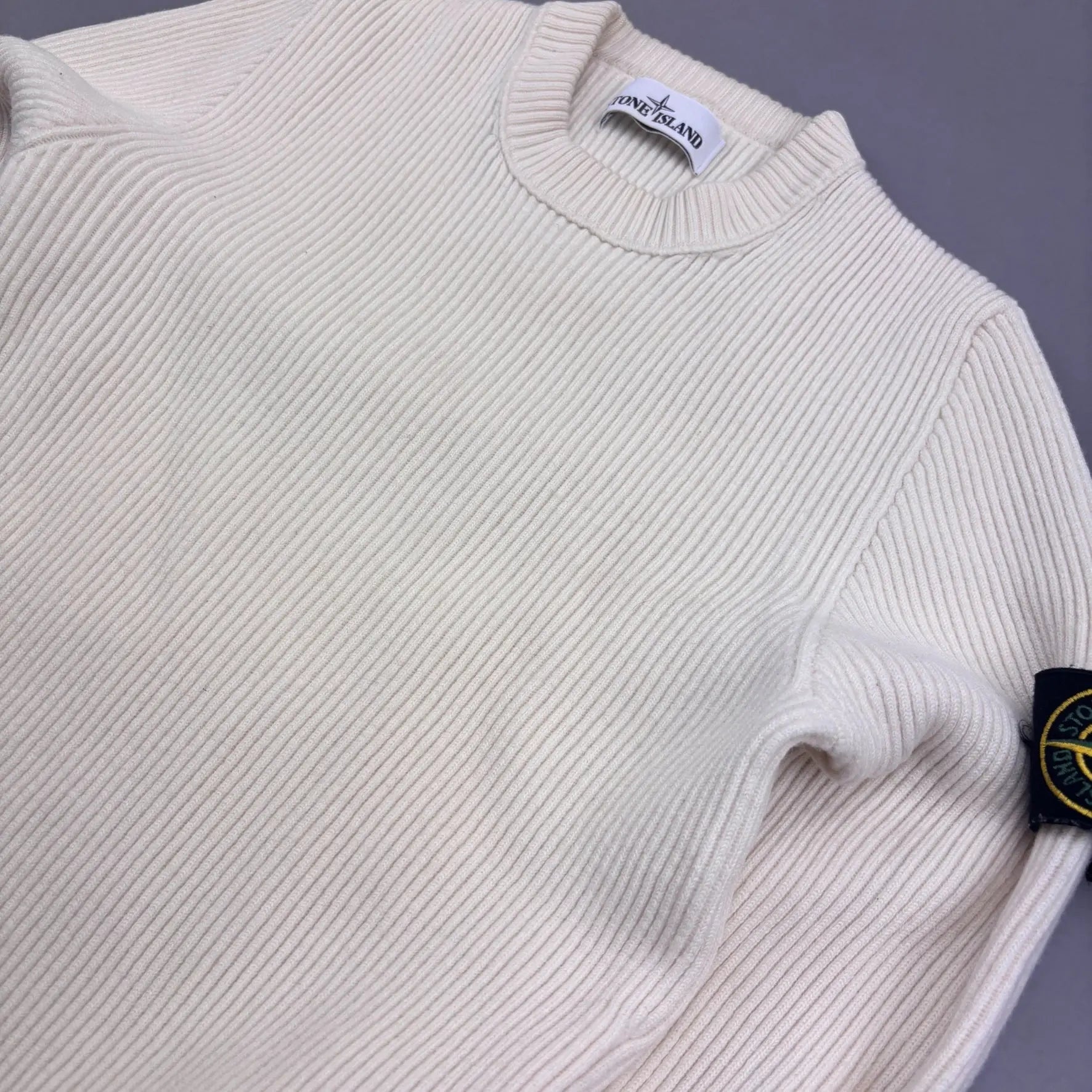 Beige Stone Island Knitted Sweater - S - New - Revaleur