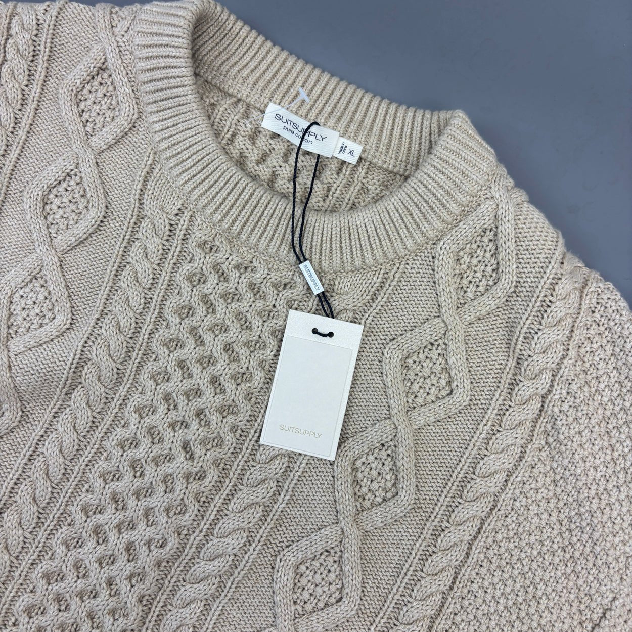 Beige Suitsupply Knitted Sweater - Men XL - New With Tags - Revaleur