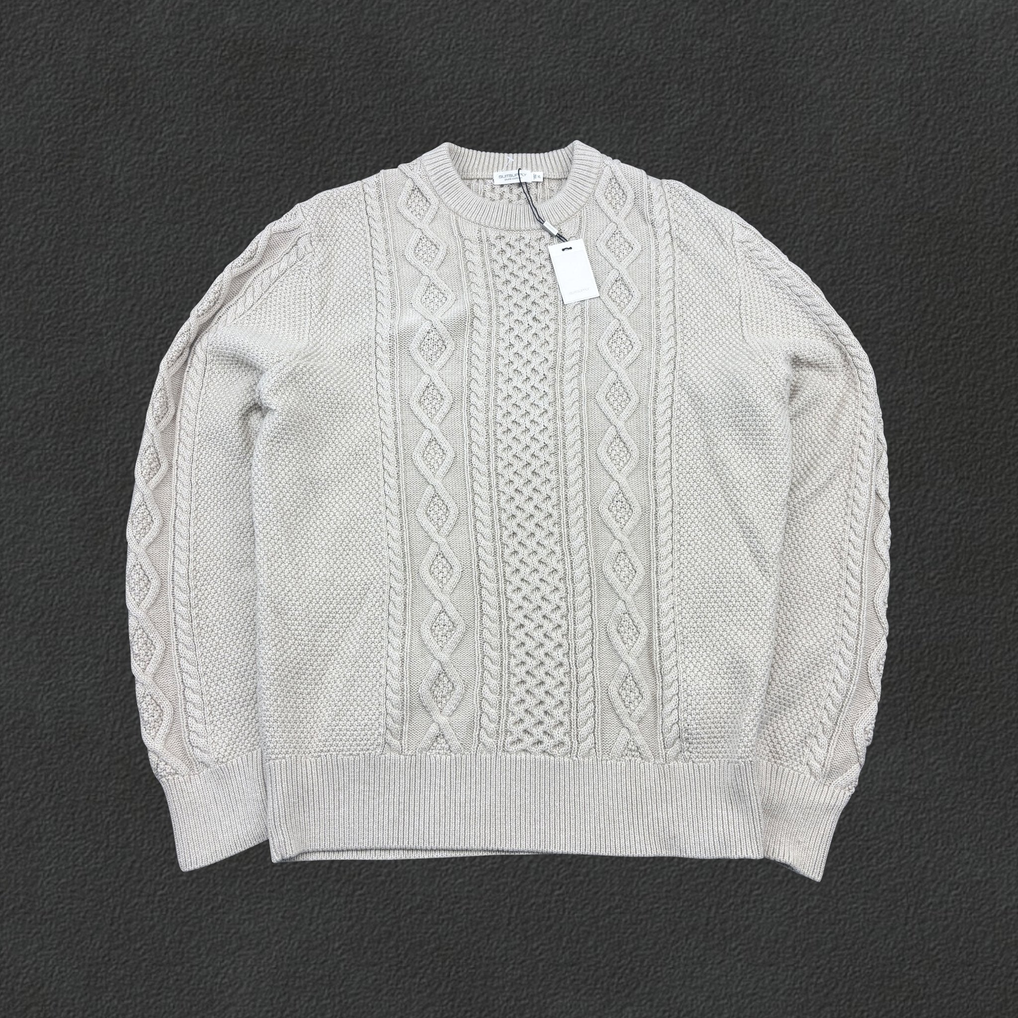 Beige Suitsupply Knitted Sweater - Men XL - New With Tags - Revaleur