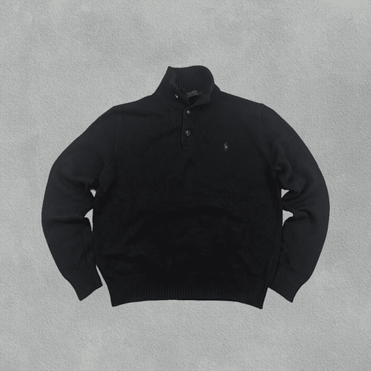 Black Ralph Lauren Buttoned Sweater - Men L - Very Good - Revaleur