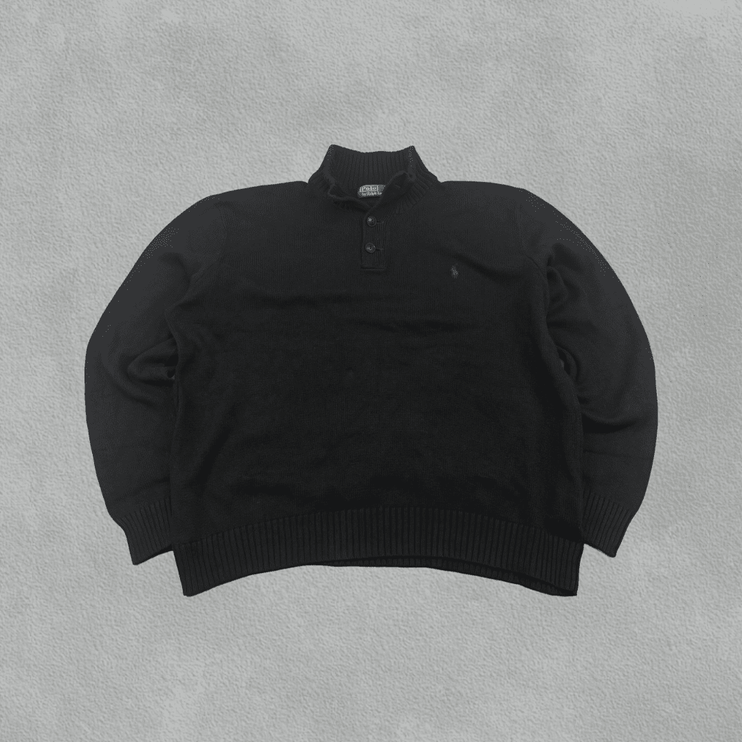 Black Ralph Lauren Buttoned Sweater - Men XXL - New - Revaleur