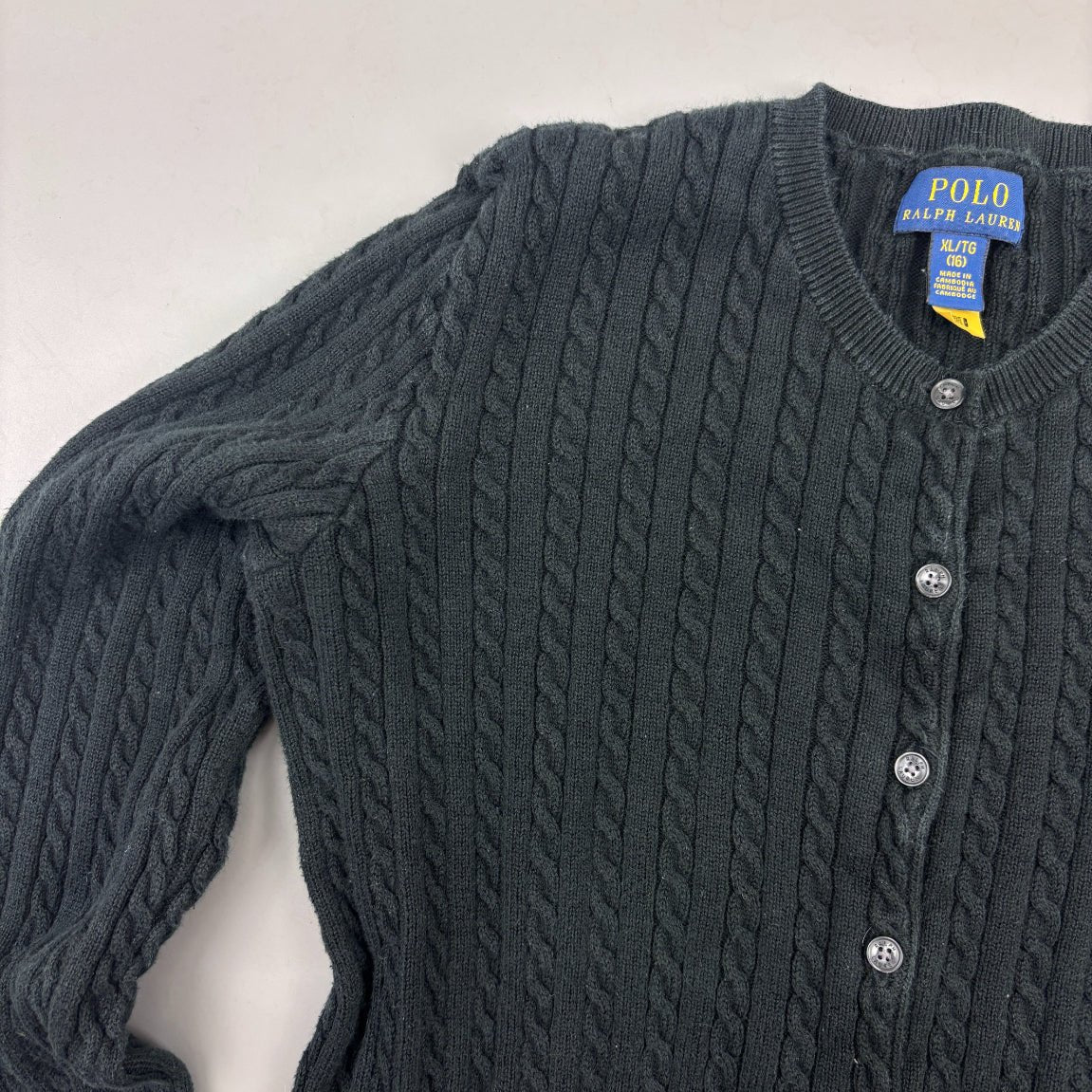 Black Ralph Lauren Cardigan - Girls XL - Very Good - Revaleur