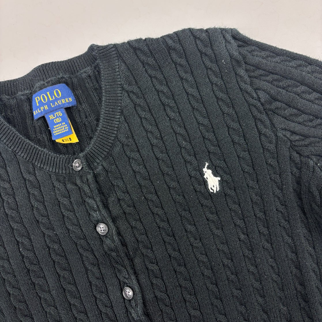 Black Ralph Lauren Cardigan - Girls XL - Very Good - Revaleur