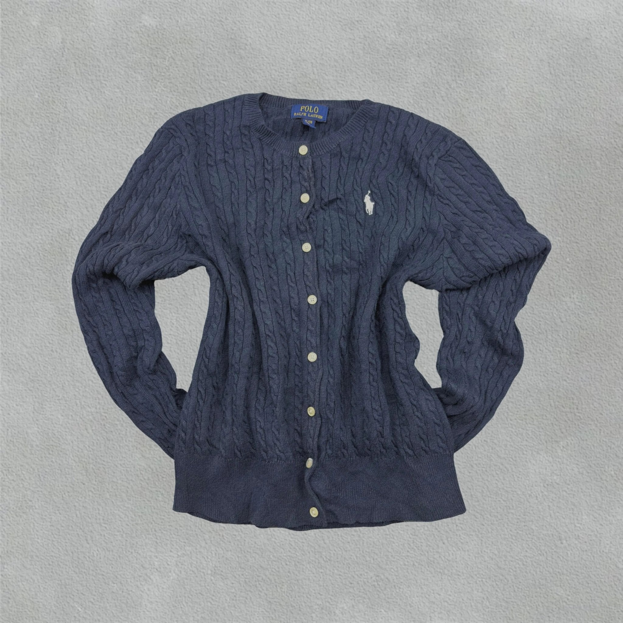 Black Ralph Lauren Cardigan Knitted Sweater - XL (Kids) - Excellent Condition - Revaleur