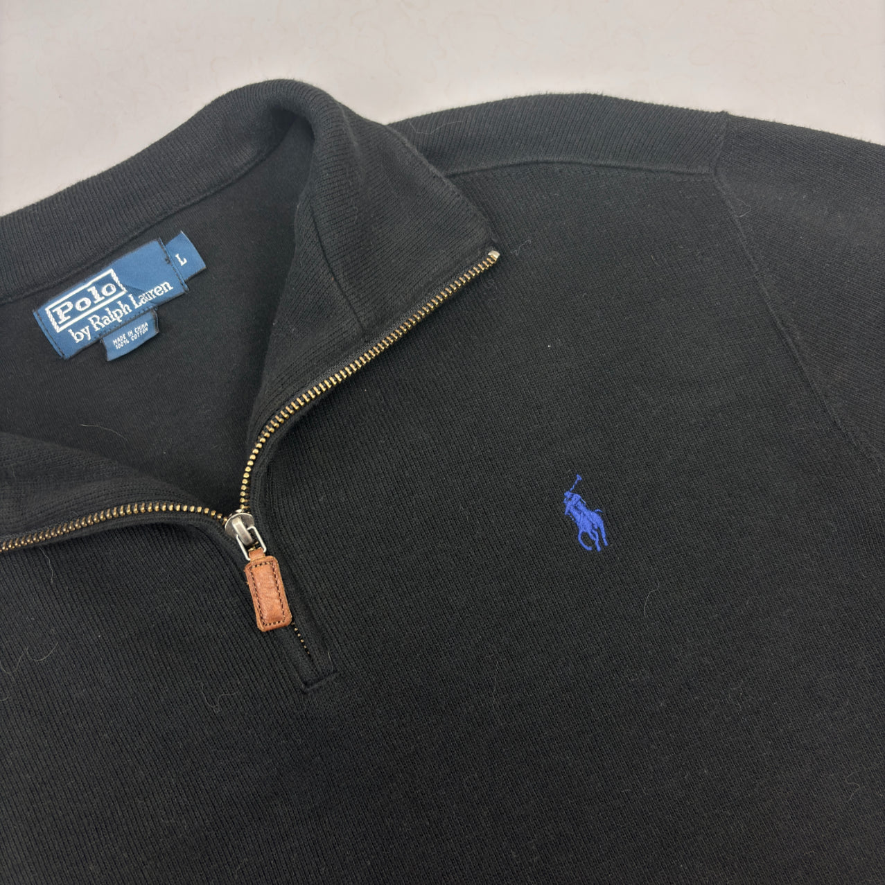 Black Ralph Lauren Half Zip - Men L - Very Good - Revaleur