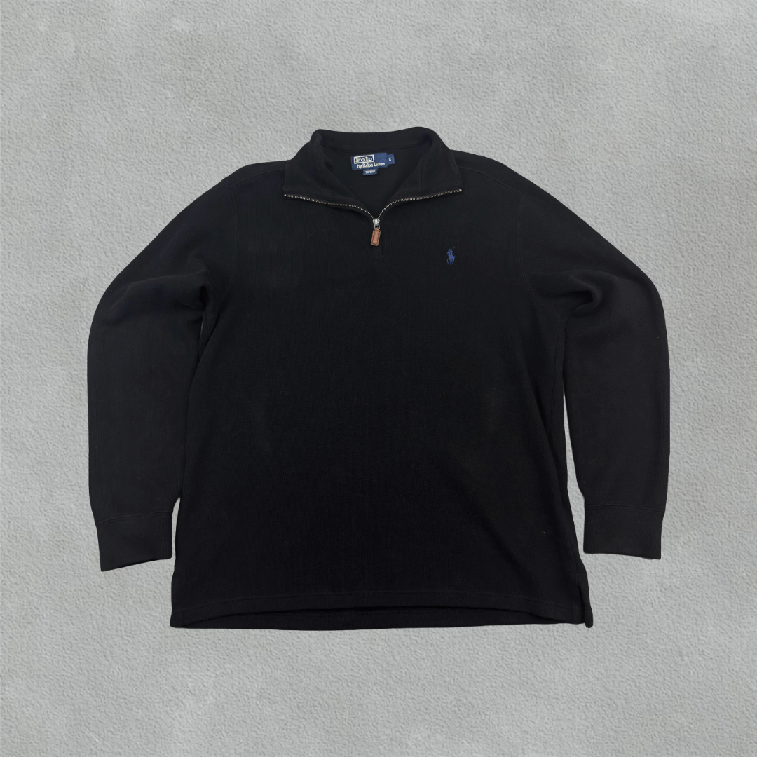 Black Ralph Lauren Half Zip - Men L - Very Good - Revaleur