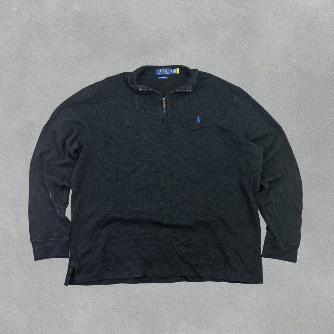 Black Ralph Lauren Half Zip - Men XL - Very Good - Revaleur