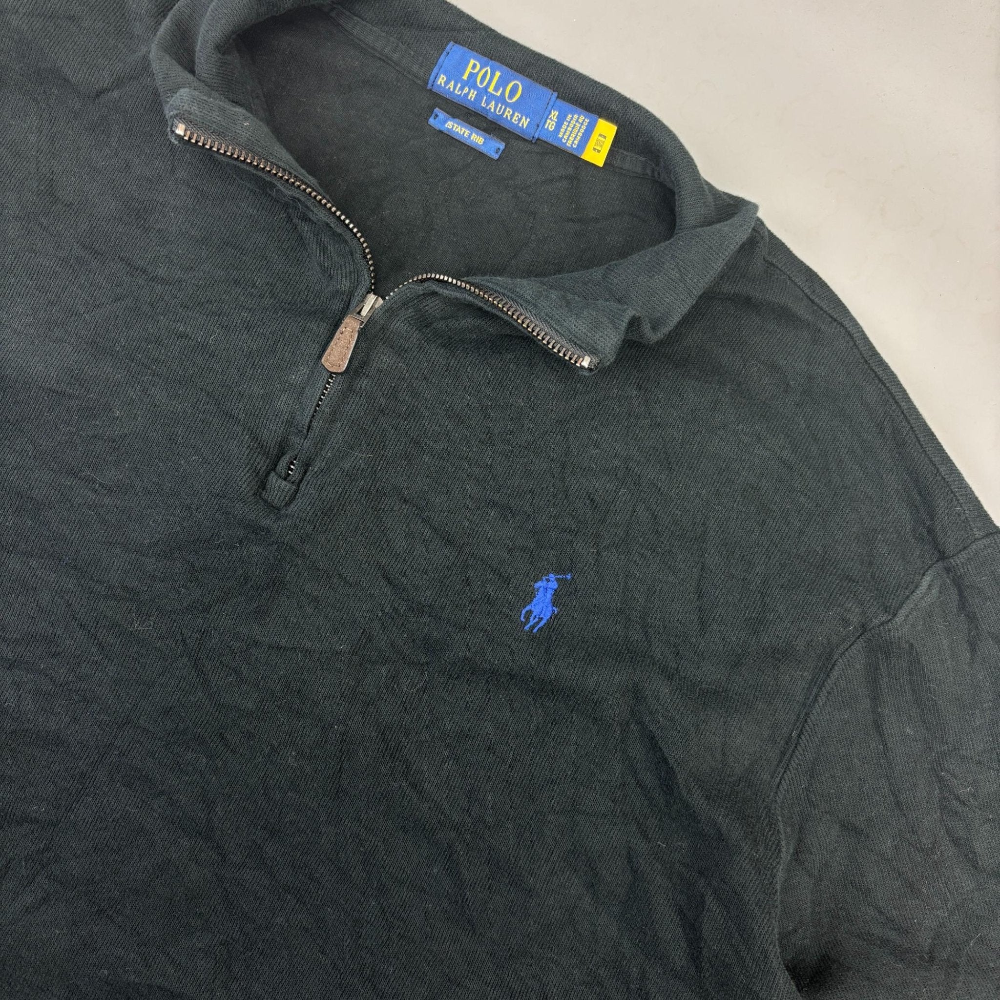 Black Ralph Lauren Half Zip - Men XL - Very Good - Revaleur