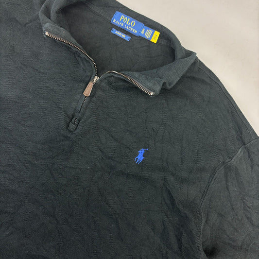 Black Ralph Lauren Half Zip - Men XL - Very Good - Revaleur