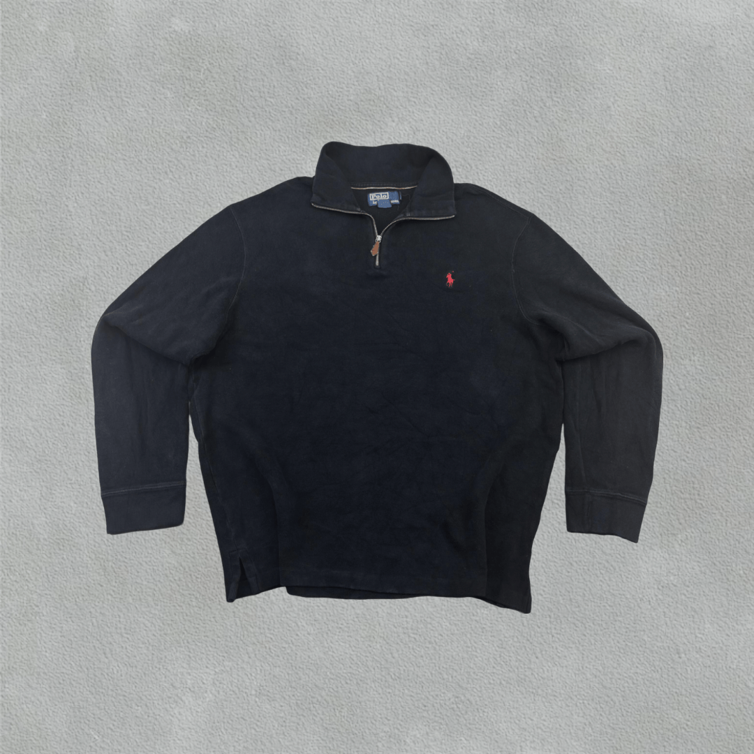 Black Ralph Lauren Half Zip - Men XL - Very Good - Revaleur