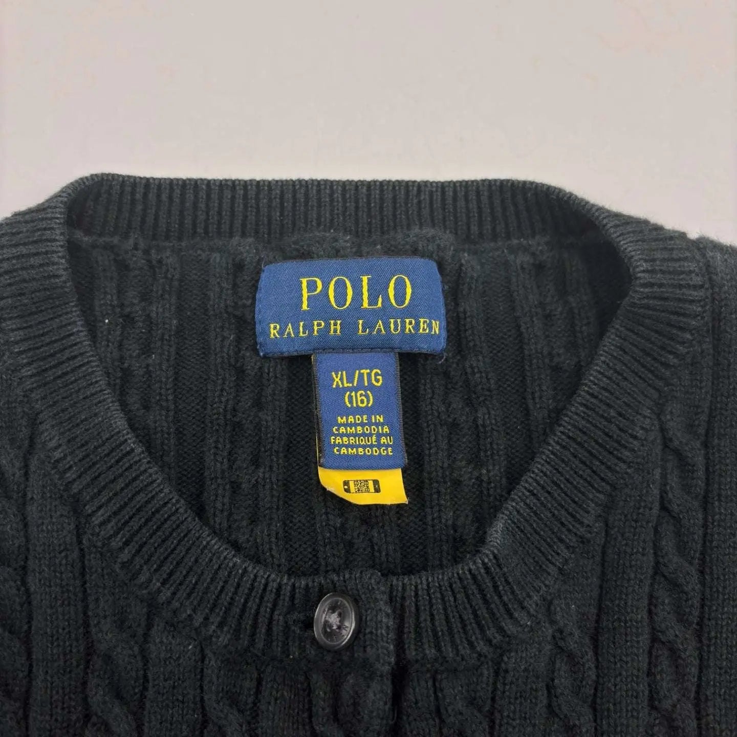 Black Ralph Lauren Knitted Cardigan - XL (Kids) - Very Good - Revaleur