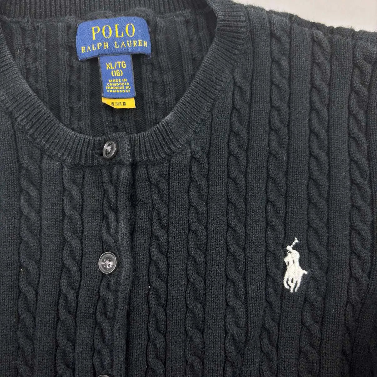 Black Ralph Lauren Knitted Cardigan - XL (Kids) - Very Good - Revaleur