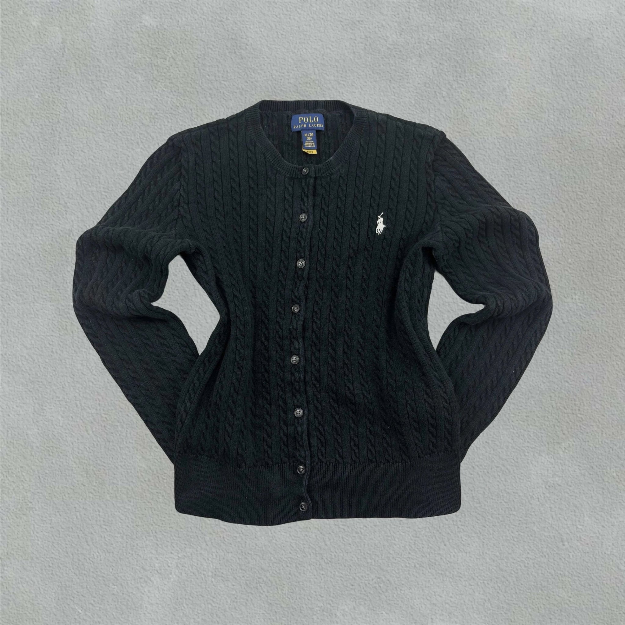 Black Ralph Lauren Knitted Cardigan - XL (Kids) - Very Good - Revaleur