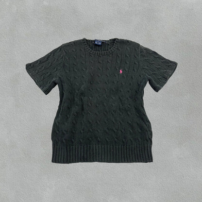 Black Ralph Lauren Knitted T-Shirt - Women L - Very Good - Revaleur