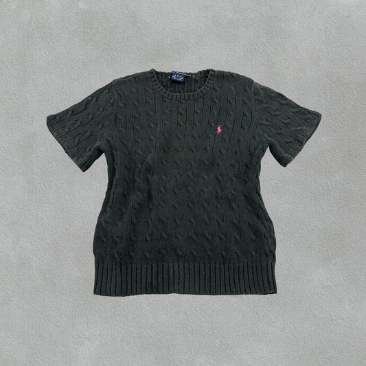 Black Ralph Lauren Knitted T-Shirt - Women L - Very Good - Revaleur