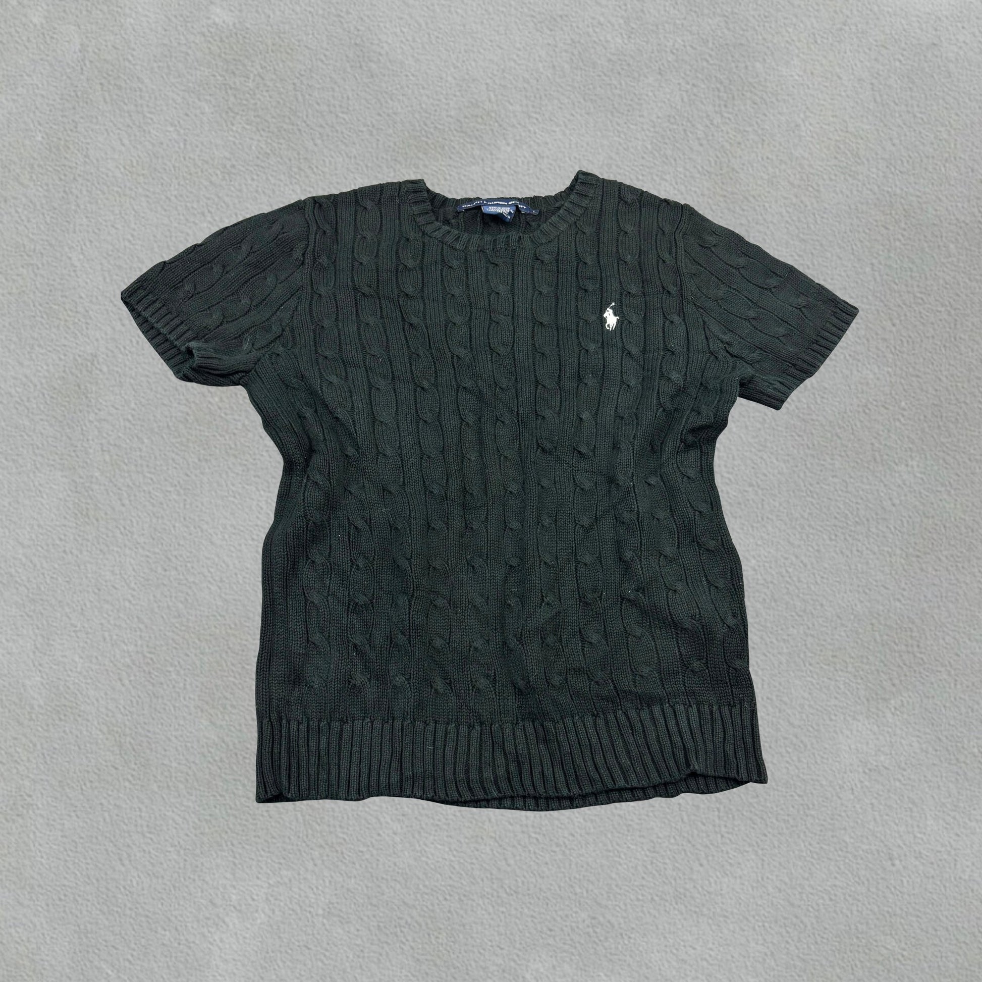 Black Ralph Lauren Knitted T-Shirt - Women L - Very Good - Revaleur
