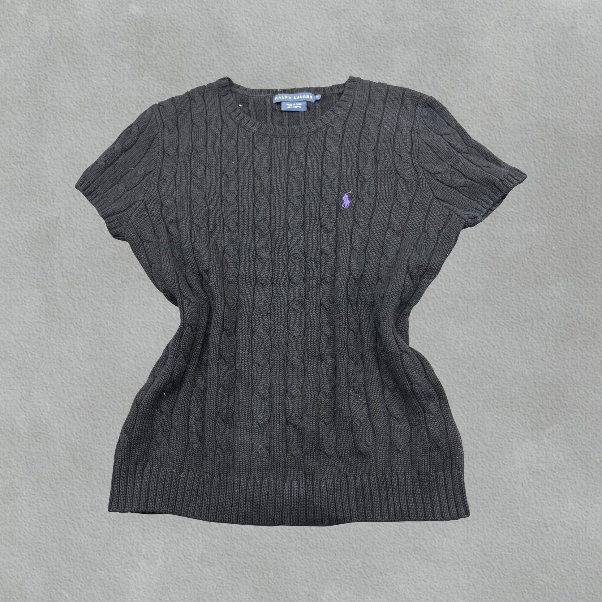 Black Ralph Lauren Knitted T-Shirt - Women M - Very Good - Revaleur