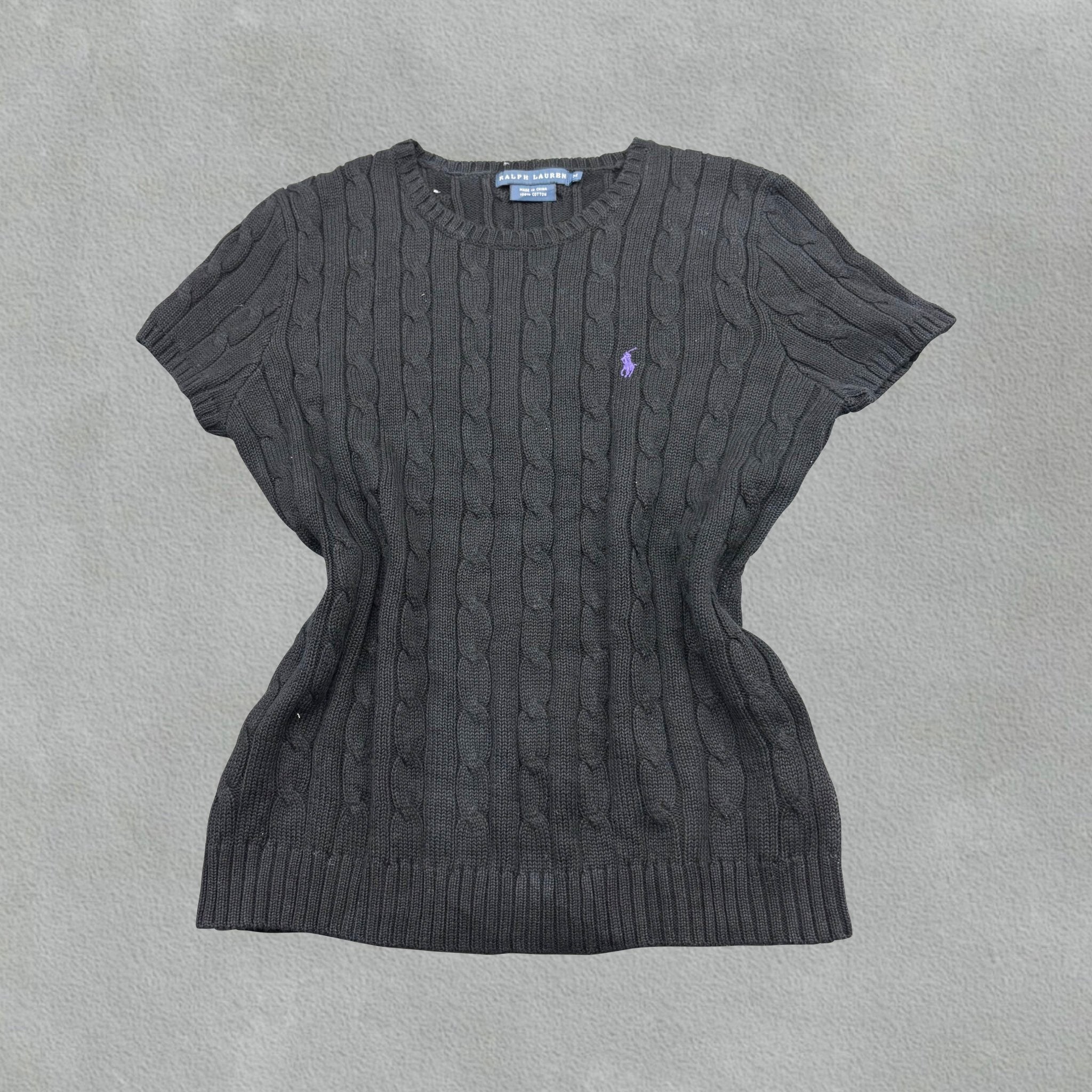 Black Ralph Lauren Knitted T-Shirt - Women M - Very Good - Revaleur