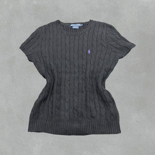 Black Ralph Lauren Knitted T-Shirt - Women M - Very Good - Revaleur