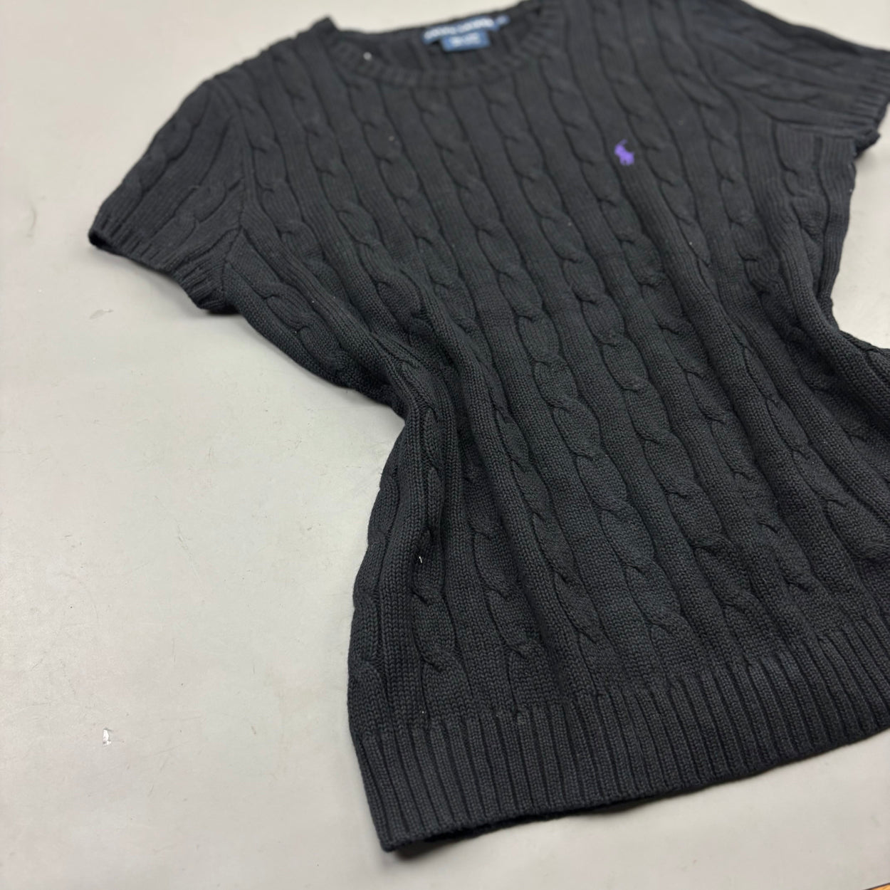 Black Ralph Lauren Knitted T-Shirt - Women M - Very Good - Revaleur