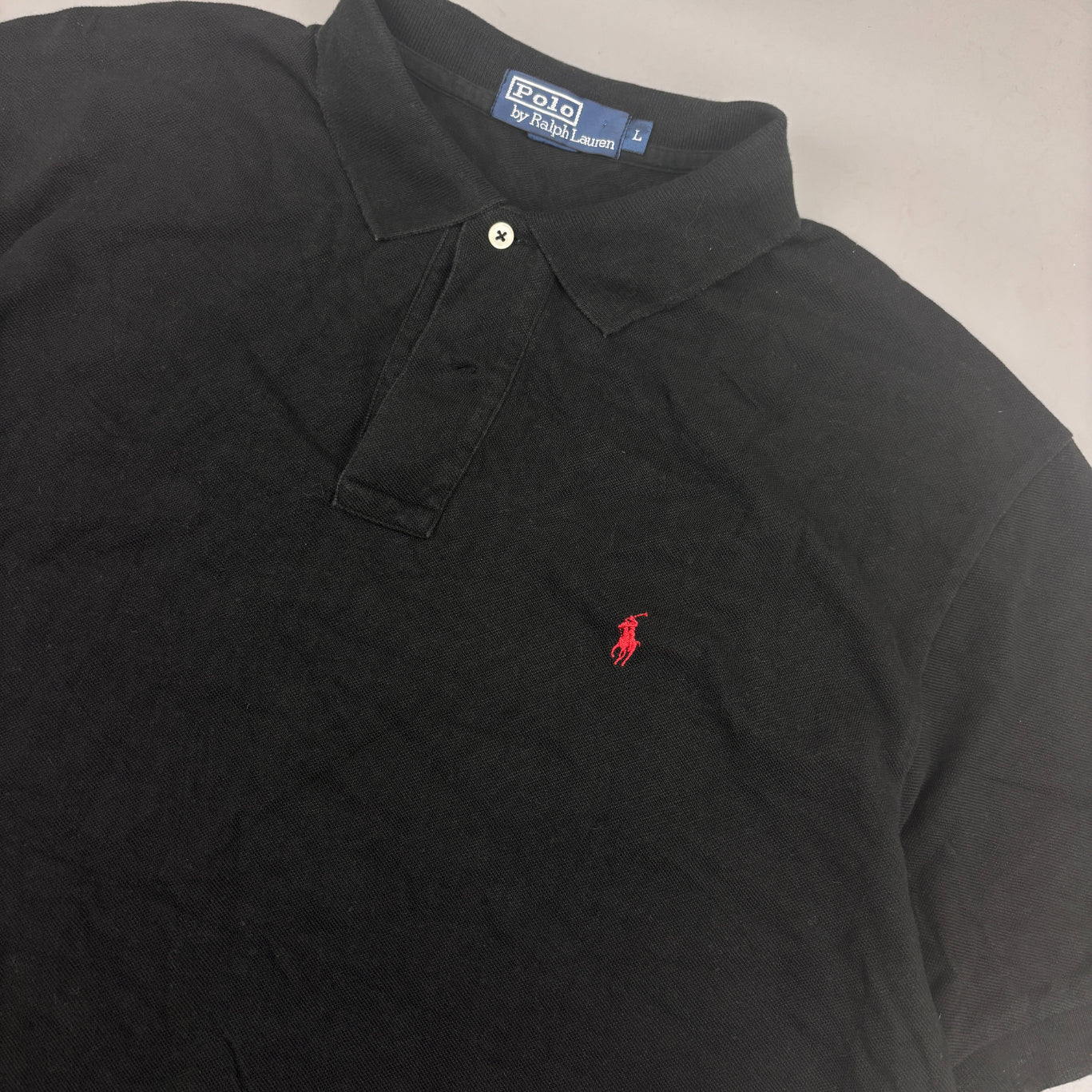 Black Ralph Lauren Polo Shirt - Men L - Very Good - Revaleur