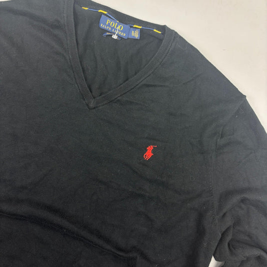 Black Ralph Lauren V - neck Sweater - Men XL - Very Good - Revaleur