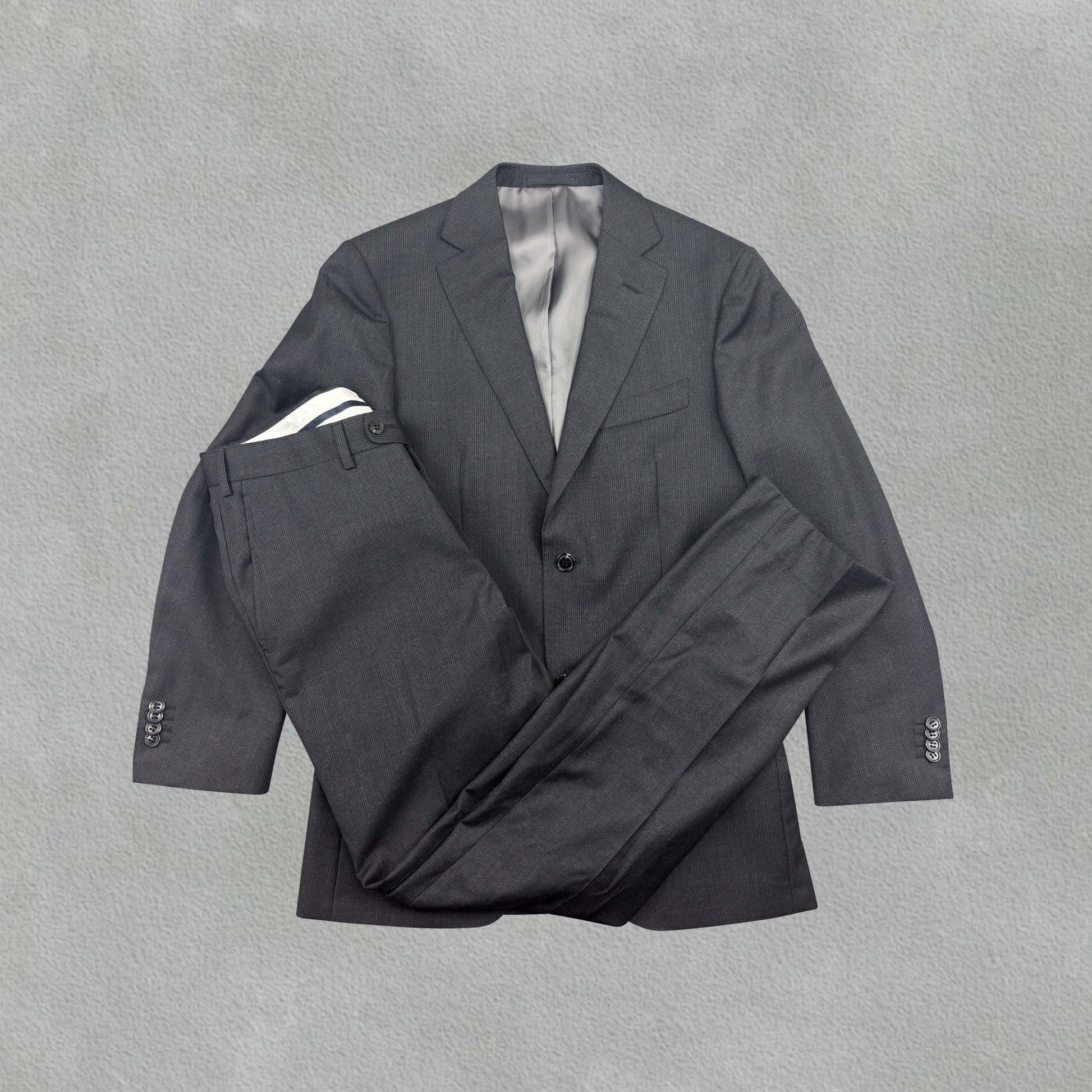 Black/Grey Suitsupply Suit - Men Blazer 46 - Very Good - Revaleur