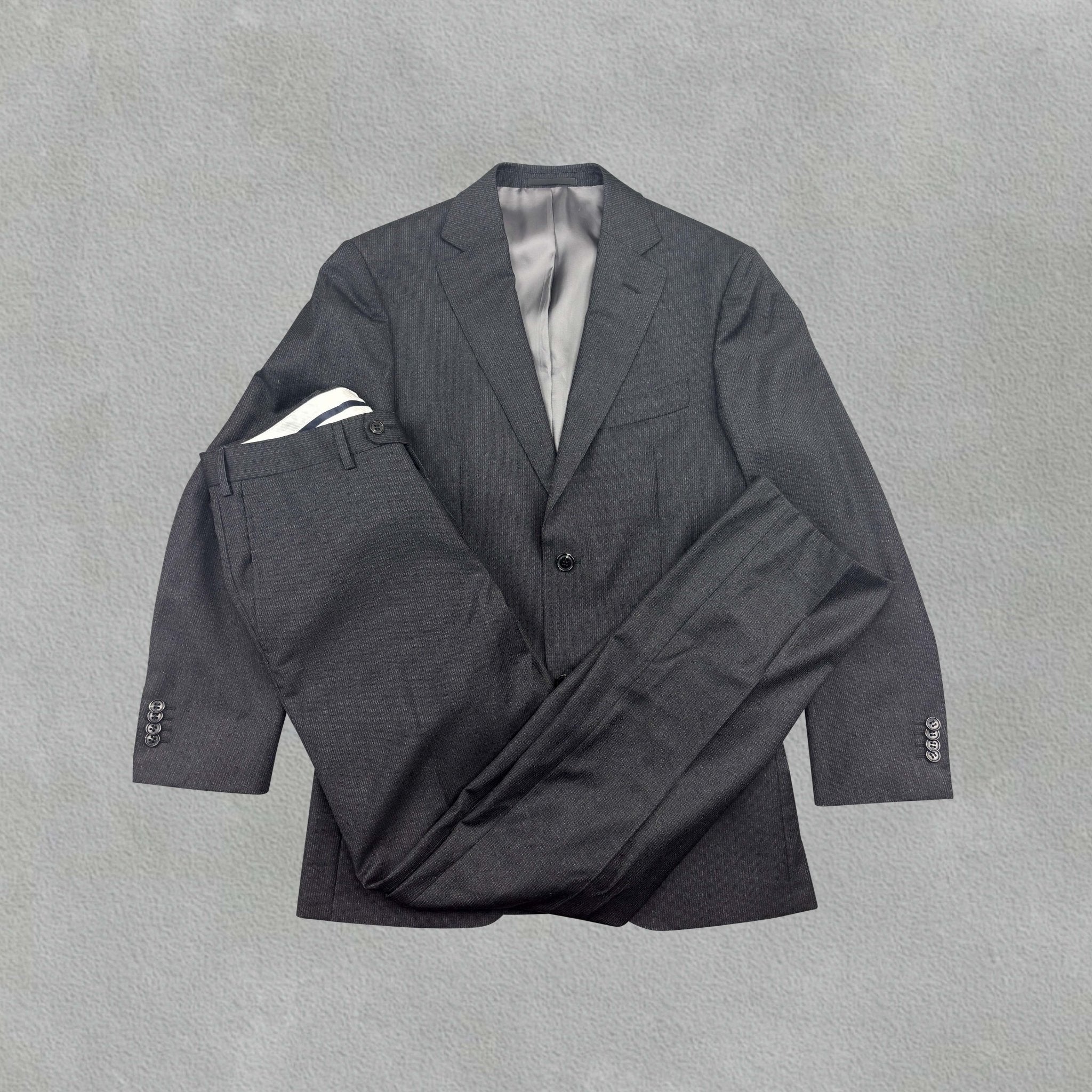 Black/Grey Suitsupply Suit - Men Blazer 46 - Very Good - Revaleur