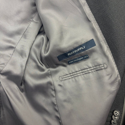 Black/Grey Suitsupply Suit - Men Blazer 46 - Very Good - Revaleur