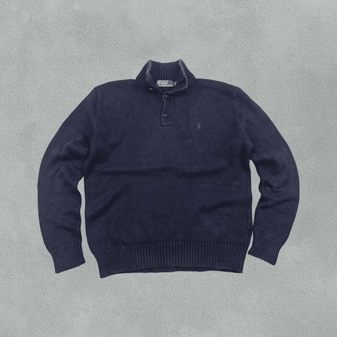 Blue Ralph Lauren Buttoned Sweater - Men S - Very Good - Revaleur