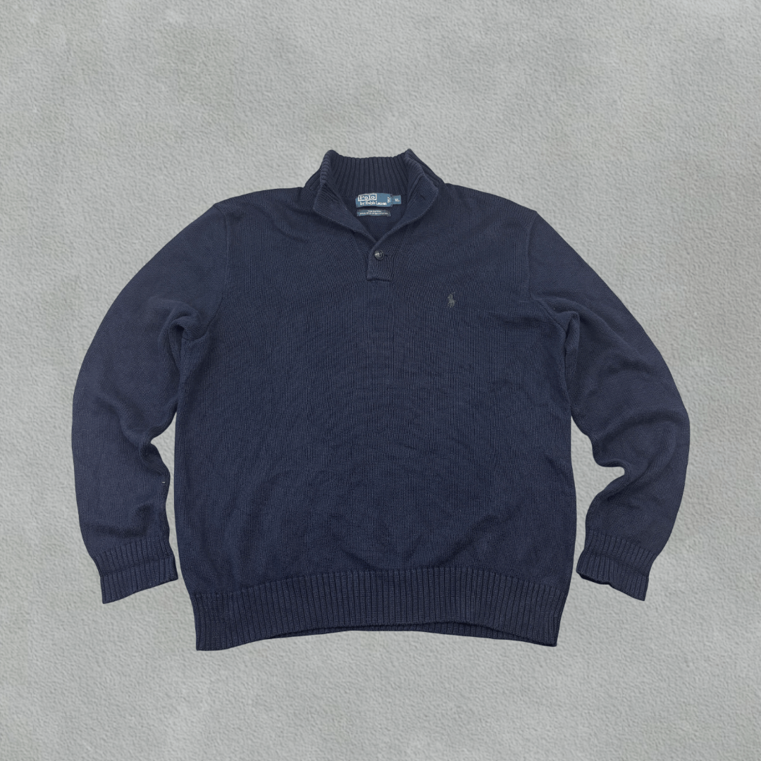 Blue Ralph Lauren Buttoned Sweater - Men XL - Very Good - Revaleur