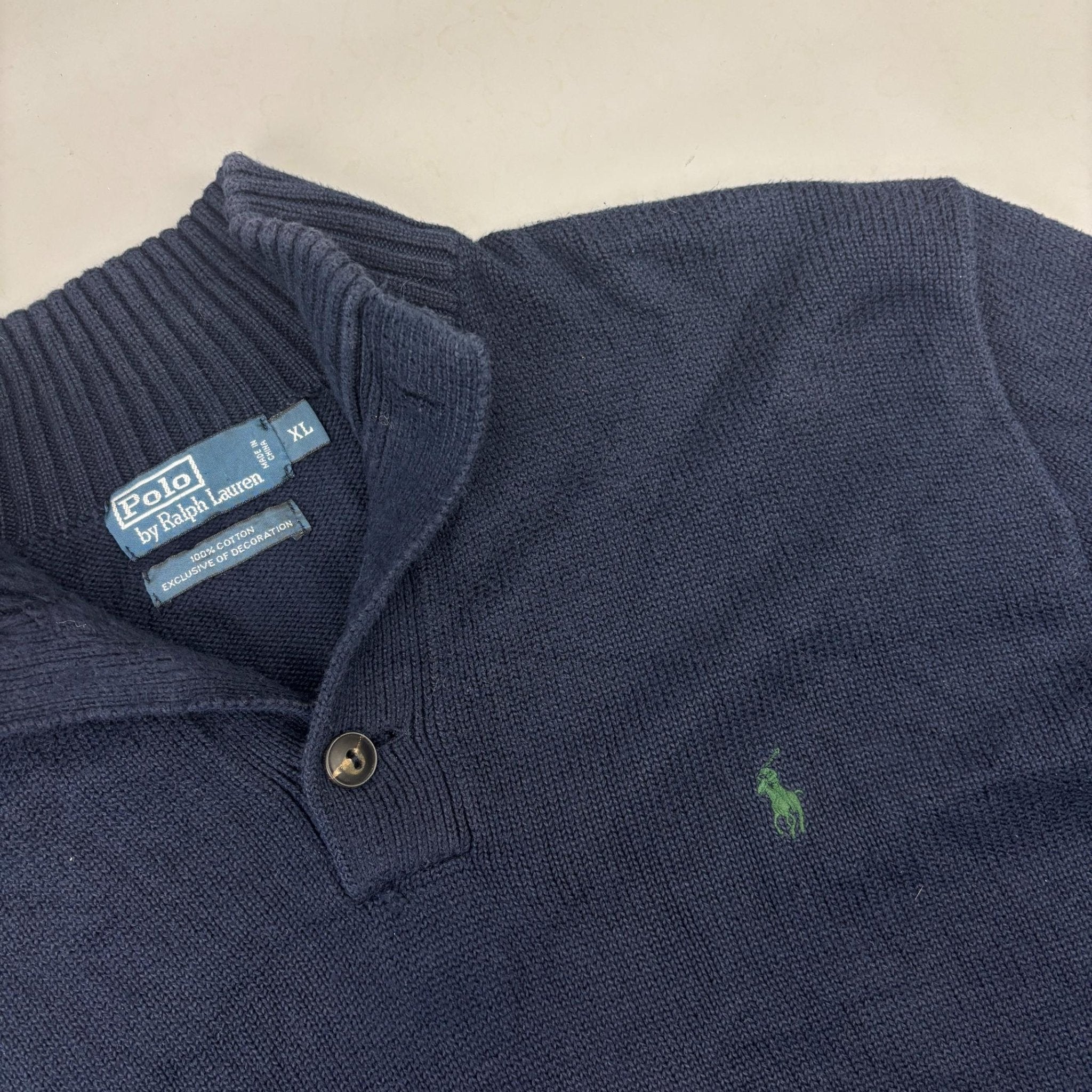 Blue Ralph Lauren Buttoned Sweater - Men XL - Very Good - Revaleur