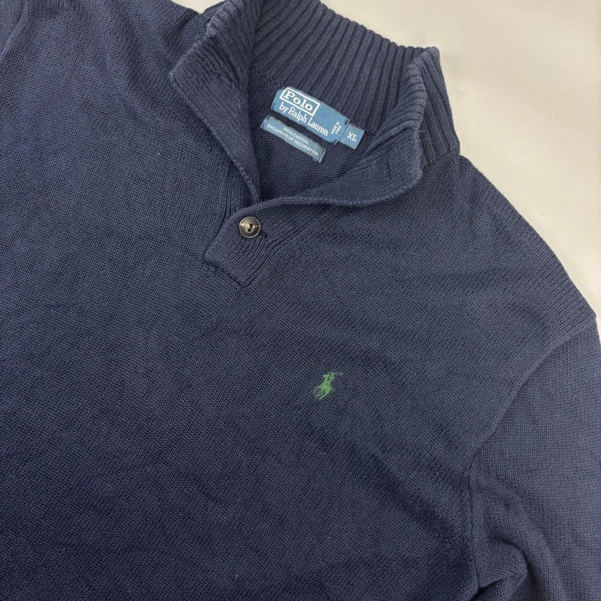 Blue Ralph Lauren Buttoned Sweater - Men XL - Very Good - Revaleur