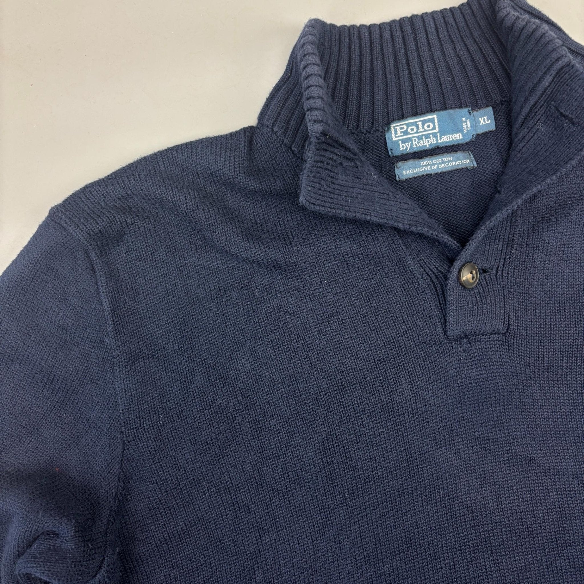 Blue Ralph Lauren Buttoned Sweater - Men XL - Very Good - Revaleur