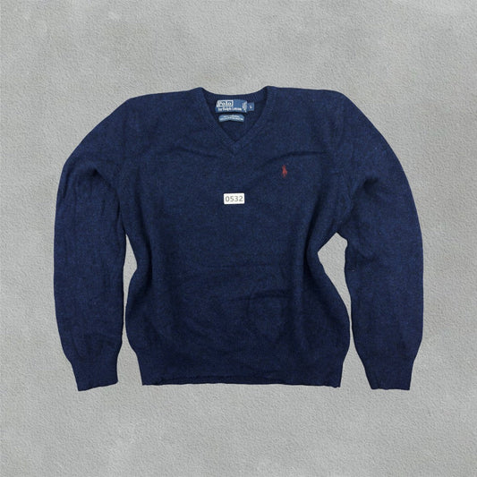 Blue Ralph Lauren V - neck Sweater - L - Very Good - Revaleur