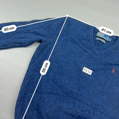 Blue Ralph Lauren V - neck Sweater - L - Very Good - Revaleur