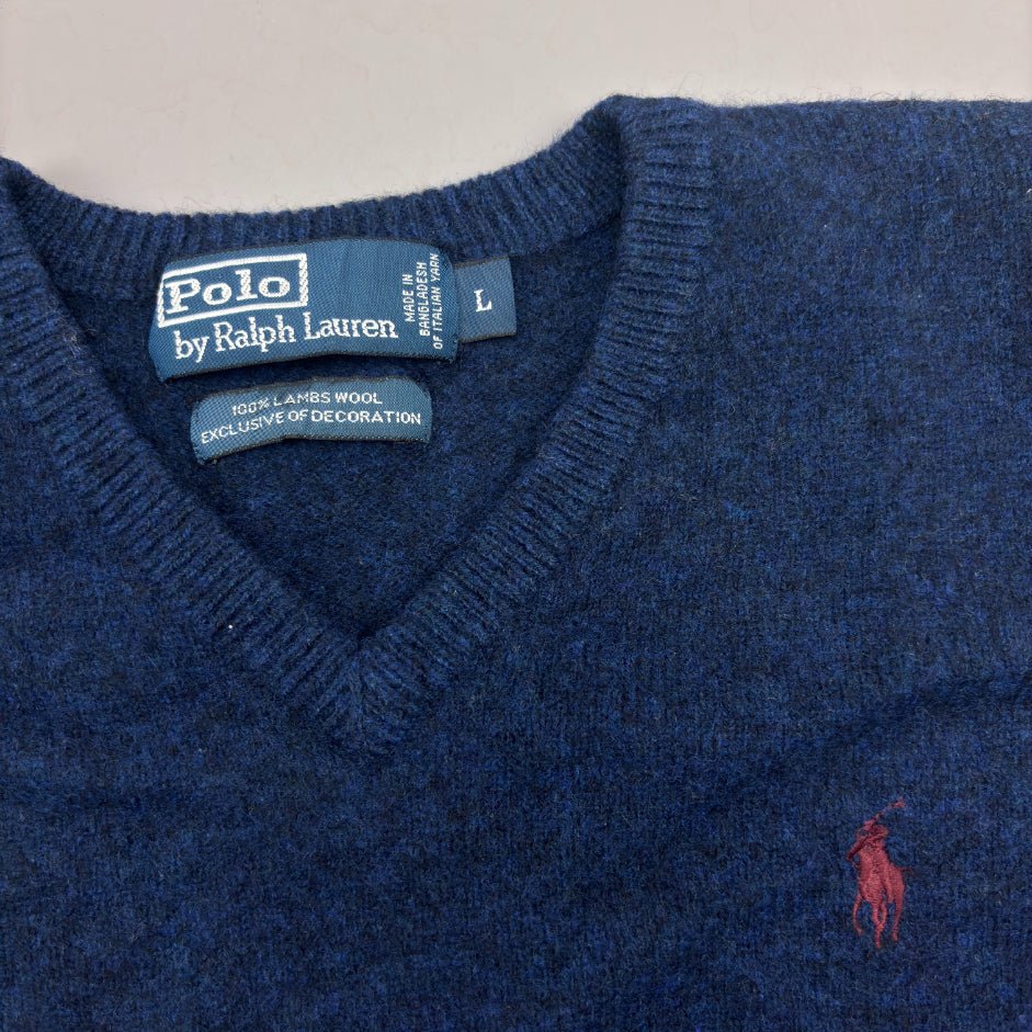 Blue Ralph Lauren V - neck Sweater - L - Very Good - Revaleur