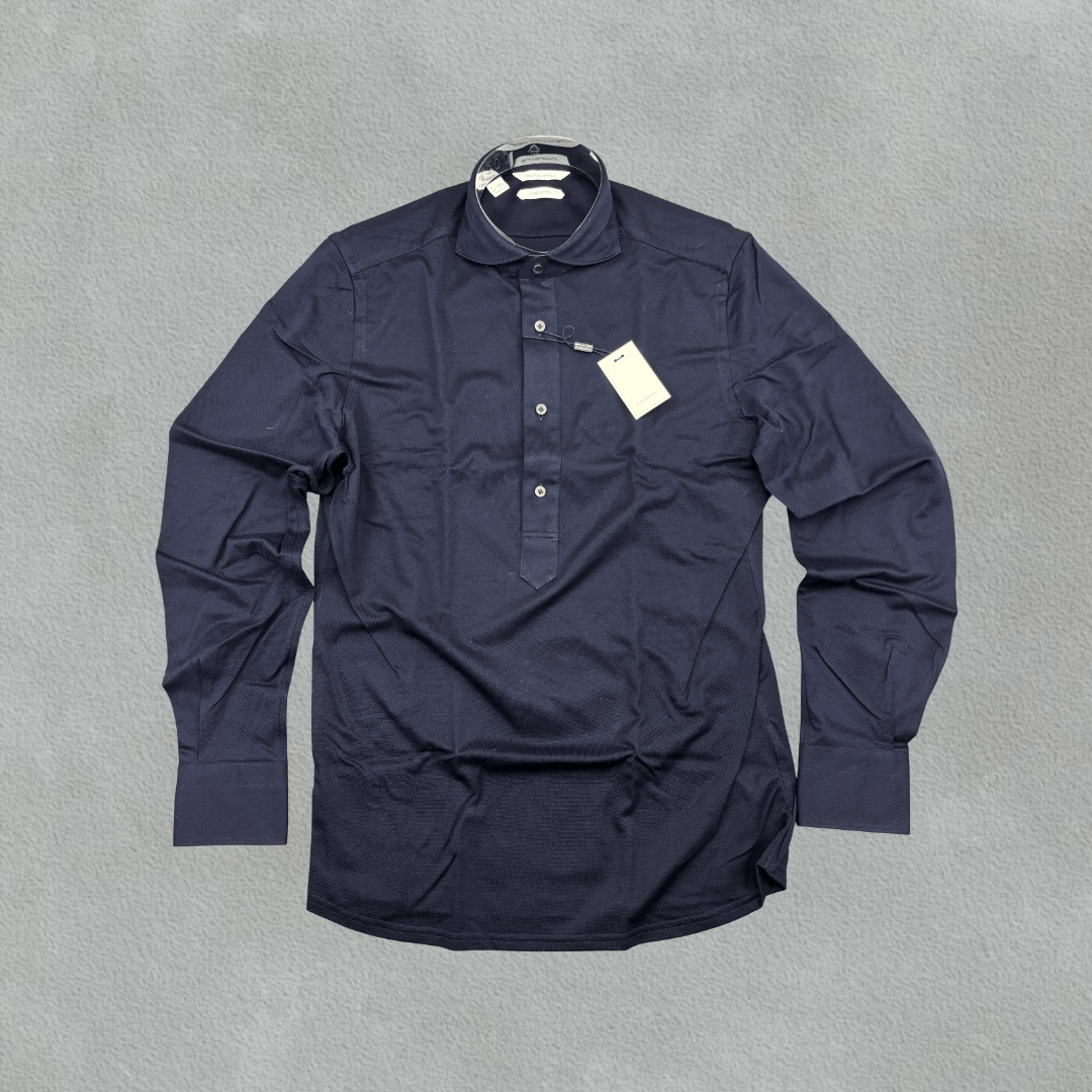 Blue Suitsupply Longsleeve Polo Shirt - Men 38 - New With Tags - Revaleur
