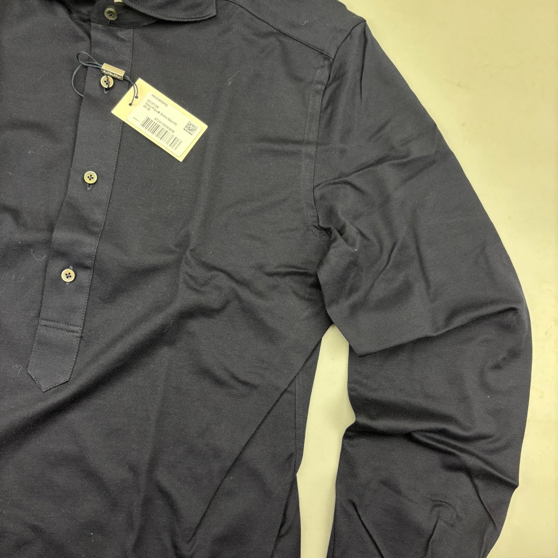 Blue Suitsupply Longsleeve Polo Shirt - Men 38 - New With Tags - Revaleur