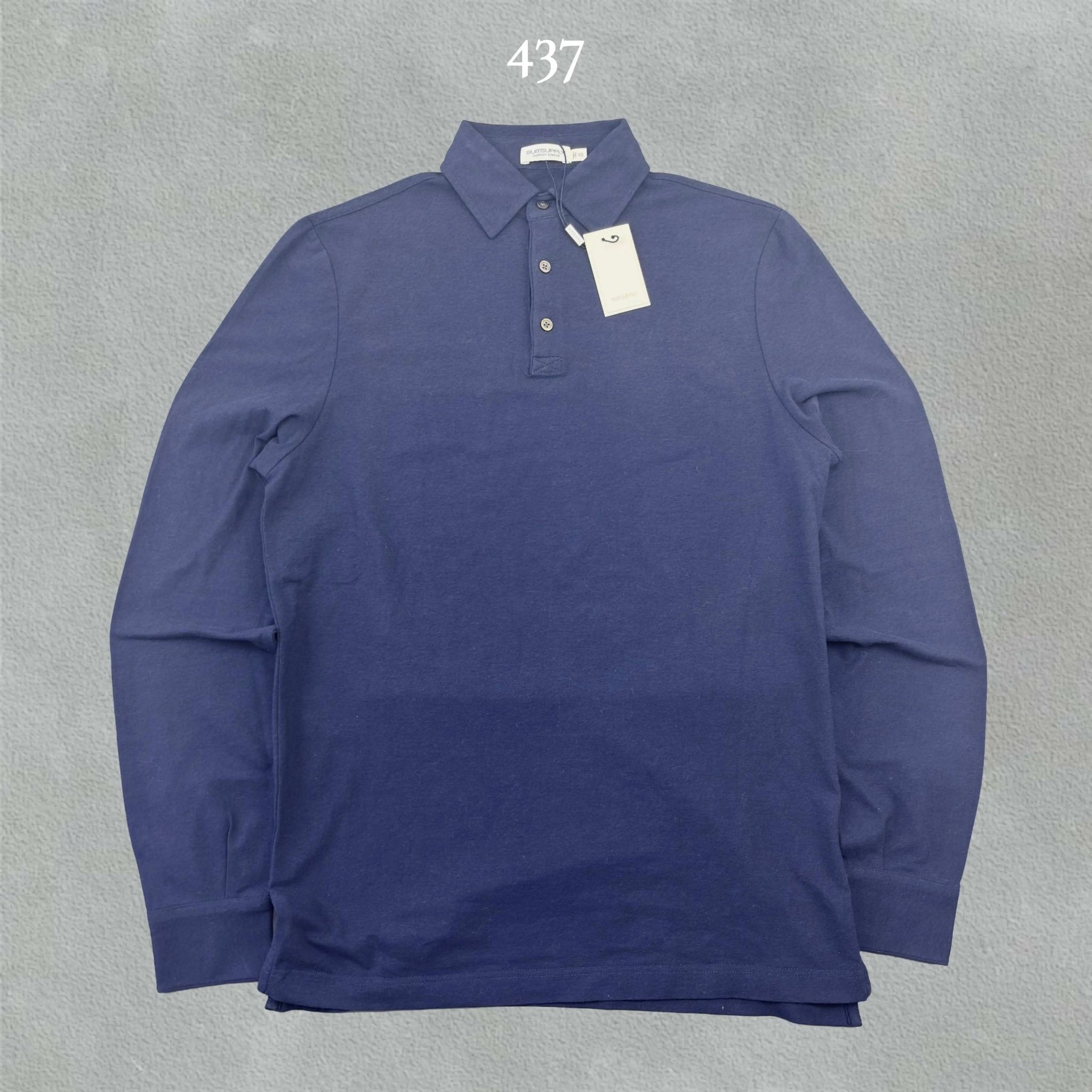 Blue Suitsupply Longsleeve Polo Shirt - Men XS - New With Tags - Revaleur