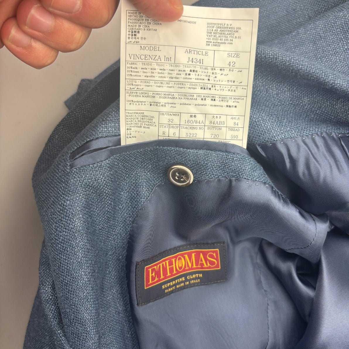 Blue Suitsupply Overcoat - Men L - New With Tags - Revaleur