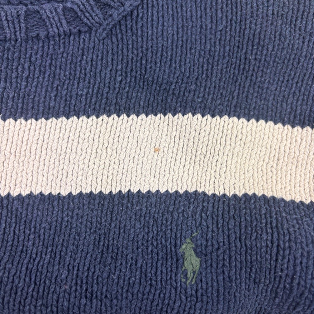 Blue/White Ralph Lauren Knitted Sweater - M - Very Good - Revaleur