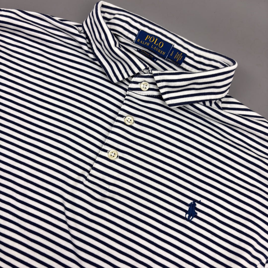 Blue/White Ralph Lauren Polo Shirt - Men L - Very Good - Revaleur