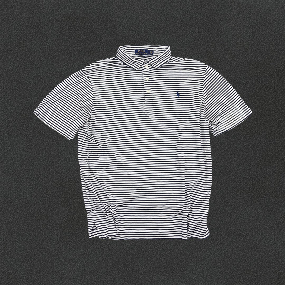 Blue/White Ralph Lauren Polo Shirt - Men L - Very Good - Revaleur