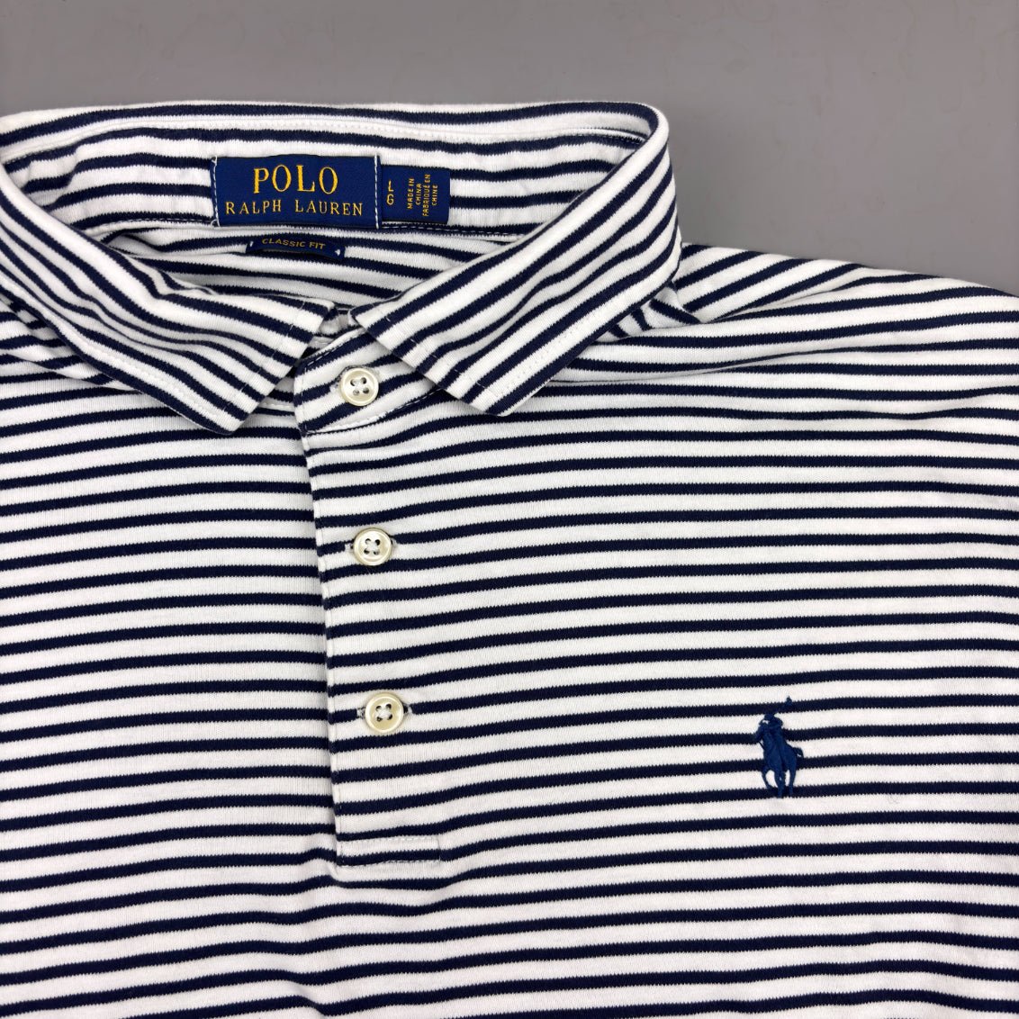 Blue/White Ralph Lauren Polo Shirt - Men L - Very Good - Revaleur